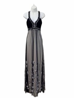 Sue Wong Dress NWT Black & Cream Embroidered Formal Evening Gown Size 6